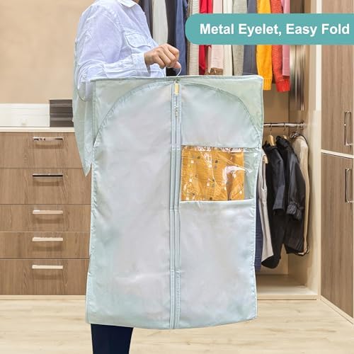 Garment Bags for Hanging Clothes Cover, Clear Window Suit Bags with Foldable Design for Closet Storage and Travel - 24" X 43"/ 4 Pack - Image 4