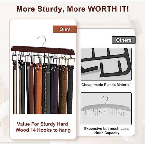 Belt Hanger for Closet with 14 Hooks, Belt Organizer Max 42 Belts Capacity - Image 2