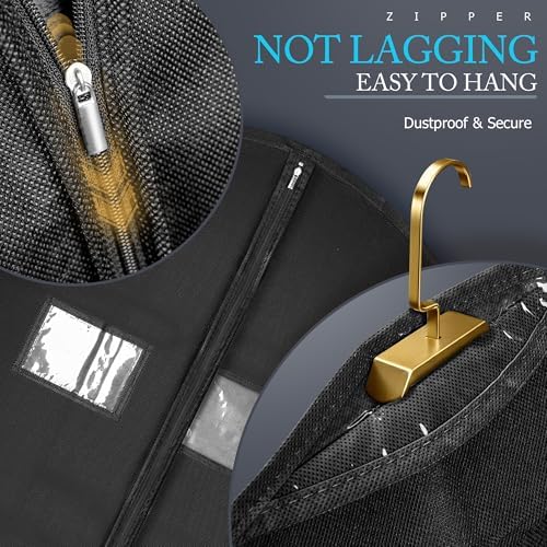Hleelomi 1 Pack 43-in Garment Bag for Hanging Clothes Suit Bag Black - Image 4