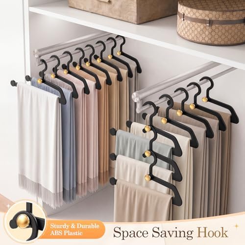 Hangers for Pants 20-Pack, Space Saving Closet Organizer for Jeans Slacks,Non-Slip Hanger for Leggings,Jeans, Slacks, Scarves (Black) - Image 4