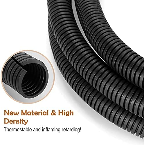 20FT 1/2 inch Wire Loom Split Tubing Auto Wire Conduit Flexible Cover Black - Image 4