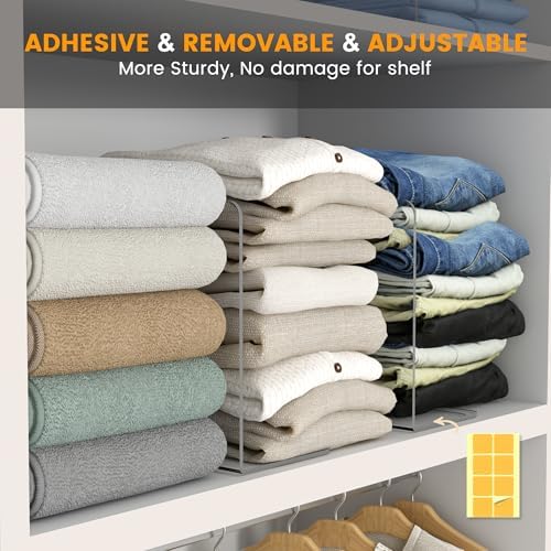 OKPOW Shelf Dividers for Closet Organization – Keep Sweaters & Purses Upright, Clear Acrylic Separators for Most Wood Shelves & Pantry, Damage-Free, Sturdy & Tall (10" x 12", 8 Pack) - Image 5