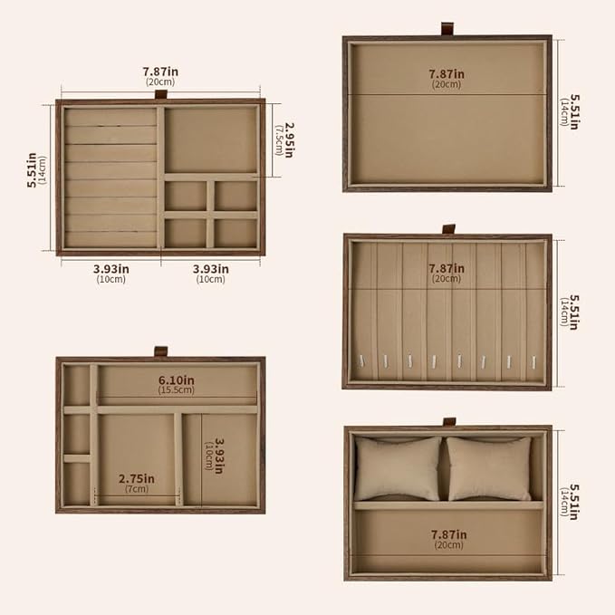 Lockable Walnut Jewelry Box with Key, 5-Layer Jewelry Organizer Storage Box for Necklaces, Rings, Earrings & Bracelets - Mothers Day Gifts for Mom