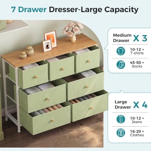 OLIXIS 7 Drawer Fabric Dresser, Storage Tower for Bedroom and Closet - Image 4