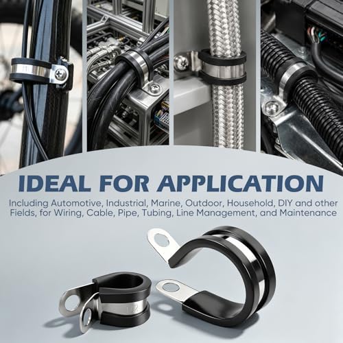 20 Pack 304 Stainless Cushioned Pipe and Cable Clamps Kit 1/2" & 1" - Image 7