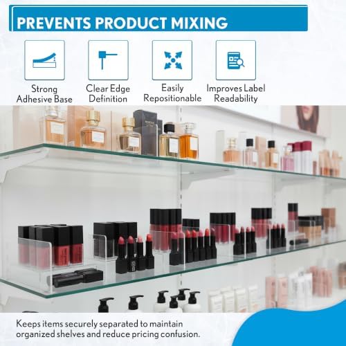 Shelf Dividers, 50 Pack, 3" x 17-9/16", Retail Shelf Organization, Product Separators, Clip Strip - Image 3
