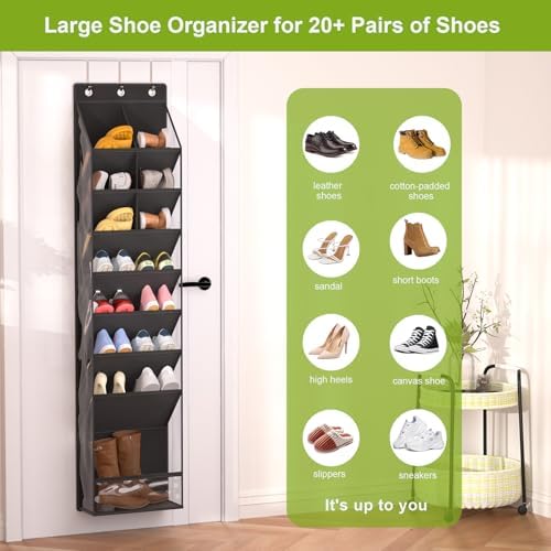 Over the Door Shoe Organizer for 16-20 Pairs, Black - Image 5