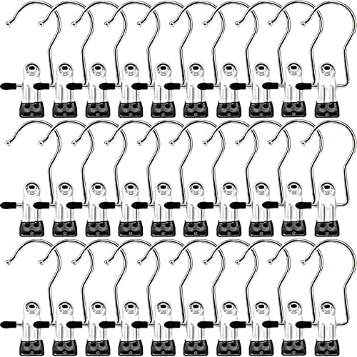 Laundry Hooks Hanging Clips Clothes Pins Closet Hanger Organizer Clamps Socks Towel Clips Heavy Duty Clothespins Bulk Hanger Clips for Closet Travel Pants Socks Handbags, 30 Pack by MECHEER