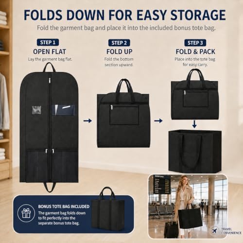 43 Inch Gusseted Garment Bag for Closet Storage and Workwear Organization - Image 4