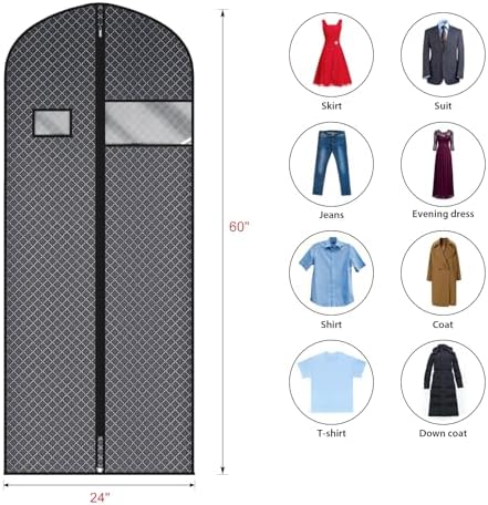 Univivi 60 Inch Lightweight Garment Bag for Hanging Clothes, 10 Pack, Black - Image 2