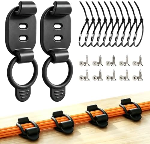Adjustable Cable Management Clips, Self Adhesive Cord Organizer with Elastic Loop, Reusable Cable Holder for Desk, Under Desk, Wall, TV, Office, Home, Charging Cables, USB, HDMI, PC Wires (10, Black) by BYXIWA
