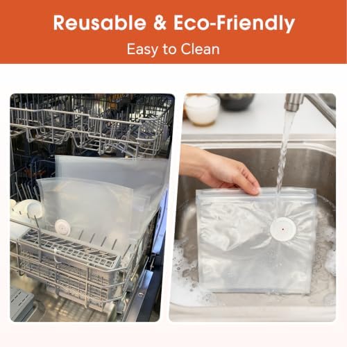 Reusable Vacuum Sealer Bags, 15 Pack Extra Large (11.8" x 19.3"), BPA-Free Freezer Bags for Food Storage, Sous Vide & Meal Prep, Airtight Double Zipper Vacuum Bags with Air Valve - Image 4
