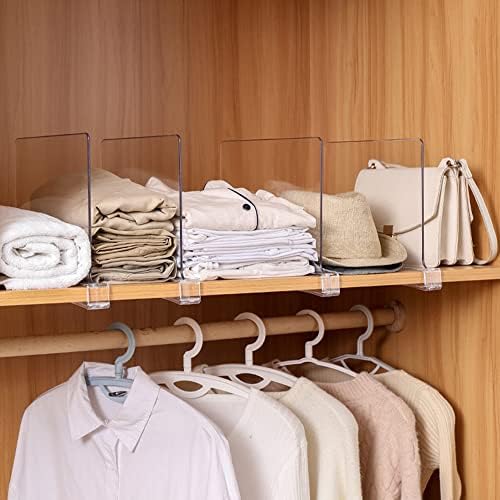 Sooyee Acrylic Shelf Dividers for Closet Organization,4 PCS Closet Shelf Organizer,Closet Dividers Purse Organizer for Closet,Closet Separator for Bedroom Kitchen Cabinets and Office Shelves,Clear - Image 2