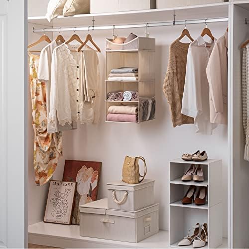StorageWorks 3-Shelf Hanging Closet Organizer with Half Compartment, Ivory - Image 2