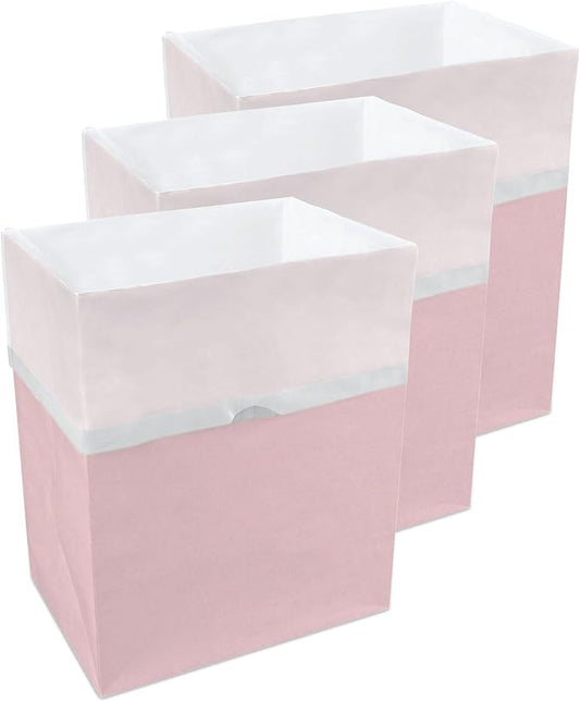 Clean Cubes 13 Gallon Disposable Pop-Up Trash Cans (3-Pack) with Fitted Bags – Foldable Garbage & Recycling Bins for Parties, Events & Kitchen (Pink, 17" H x 13.5" W x 10" D)