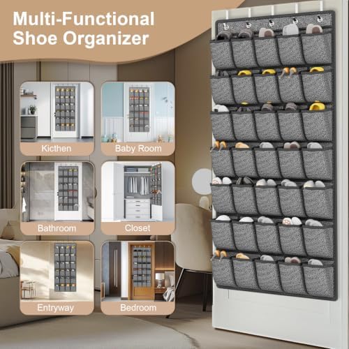 homyfort 35 Pockets Over the Door Shoe Organizer, Hanging Door Shoe Rack for Closet, Large Shoe Storage Holder Zapateras Organizer for Shoes (Black) - Image 6