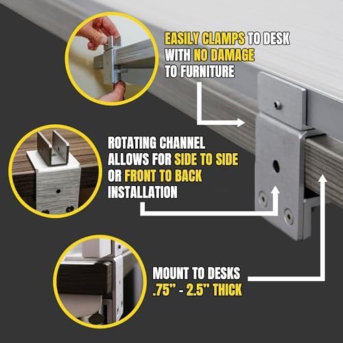 OBEX Polycarbonate Office Desk Mounted Privacy Screen Adjustable Table Top Panel Divider, Universal Aluminum Bracket-USA Made, 24" x 72", White - Image 4