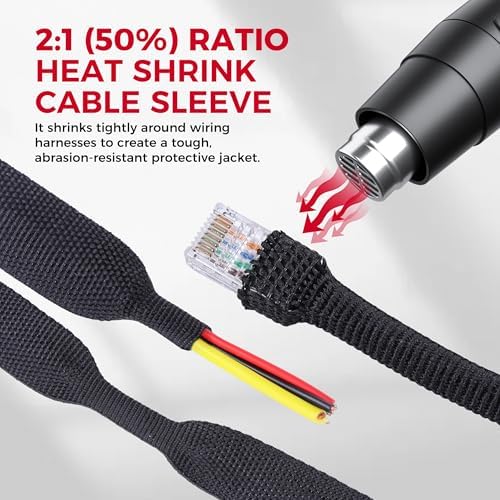 2 in 1 Heat Shrink Braided Sleeving Fabric Tubing 3/8"-60FT - Image 3