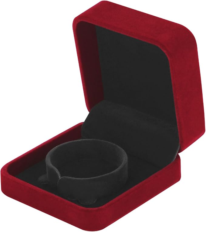 LETURE 4 Pieces Classic Velvet Bracelet Bangle Pendant Necklace Gift Box, Travel Jewelry Box Display Storage Case for Gift, Wedding, Engagement, Proposal, Birthday (4PCS Bracelet-RED)