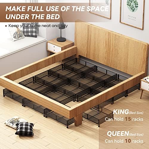 PHINOX Under Bed Storage with Wheels,Patterned,Sturdy Metal,4 Pack,Black - Image 6