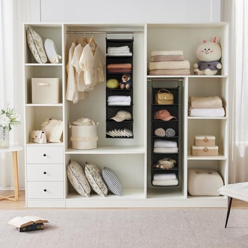 MAX Houser 6 Tier Hanging Closet Organizer with 2 Sturdy Hooks, Black - Image 4
