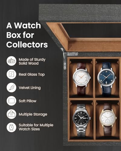 Uten Watch Box 12 Slot, Watch Display Case, Jewelry and Sunglasses Drawer - Image 5