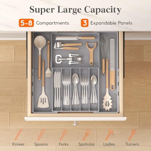 Lifewit Expandable Silverware Drawer Organizer, Utensil Tray for Kitchen - Image 3