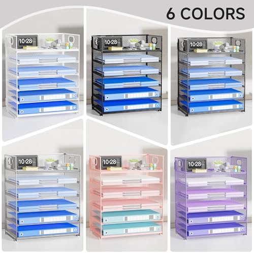 Paper Organizer for Desk with Handle, 6-Tier - Image 5