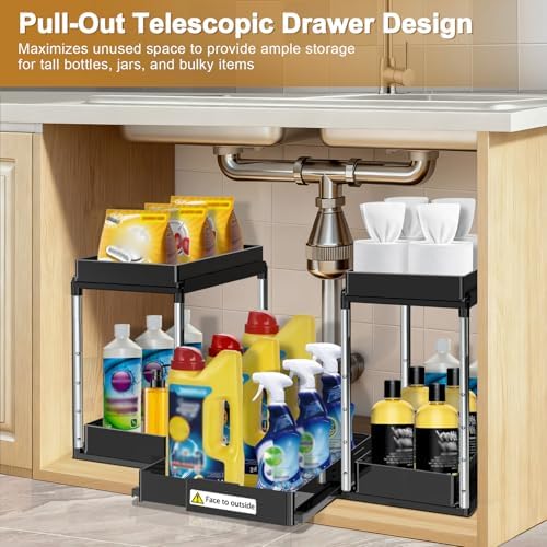 NIUXX Expandable Under Sink Organizer: 2 Tier Height Adjustable - Image 4