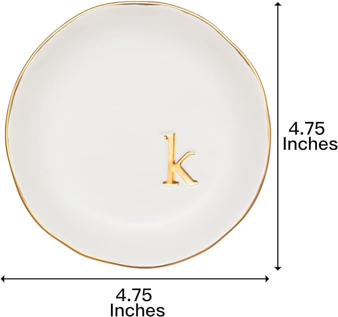 COLLECTIVE HOME - Ceramic Jewelry Tray, Decorative Trinket Dish for Rings Earrings Necklaces Bracelet Watch Keys, Birthday Mother's Day Christmas Gift for Women, 4.75", White Surface (K)