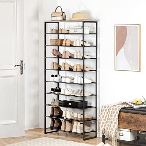 HOOBRO 10-Tier Shoe Rack for Entryway, 29.5" L Shoe Storage Organizer, Large Capacity Shoe Shelf for Closet, Front Door Entrance, Hallway, Holds 36-40 Pairs of Shoes, Greige and Black BG107XJ01 - Image 4