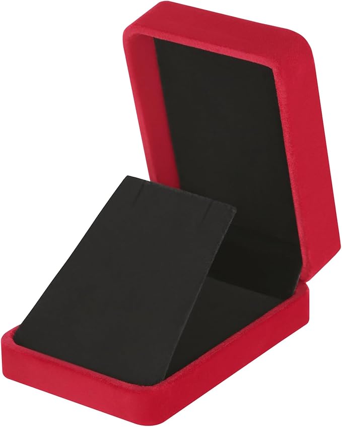 LETURE 2 Pieces Velvet Jewelry Gift Boxes for Necklace Pendant Earring Bracelet, Small Jewelry Storage Display Case for Christmas Wedding Engagement Birthday Anniversary (Red)