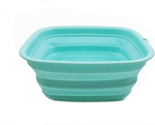 SAMMART 7.7L (2 Gallon) Collapsible Tub - Foldable Dish Tub - Portable Washing Basin - Space Saving Plastic Washtub (Lake Green, S)