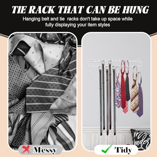 Gisafai 4 Pcs Tie Rack Organizer Wall Mounted, Belt Holder Rack - Image 5