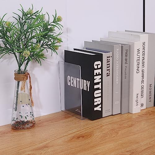Clear Bookends for Heavy Books,8pcs Acrylic Book Shelf Organizer for Desk,Plastic Heavy Duty Book Holders Standand Invisible Bookshelf Dividers Decorative,Suitable for Office Home Weighted Bookends - Image 3