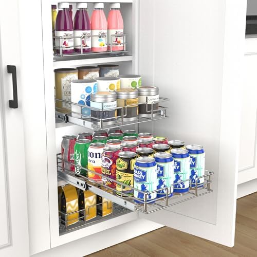 Pulloutor Pull Out Cabinet Organizer,Slide Out Kitchen Cabinet Storage Shelf and Drawer Organizer NEED 18" W and 22" D Cabinet, Chrome Finish (17 * 21 in) - Image 5