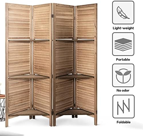 Room Divider with Shelves Freestanding Wood Room Partition Divider - Image 4
