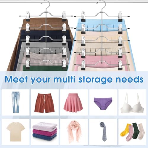 Pants Skirt Hangers with Clips 4 Pack 5 Tier - Image 3