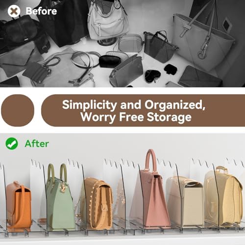 SOYO Adjustable Shelf Dividers for Closet, Purse Organizers for Bag, Clear - Image 6