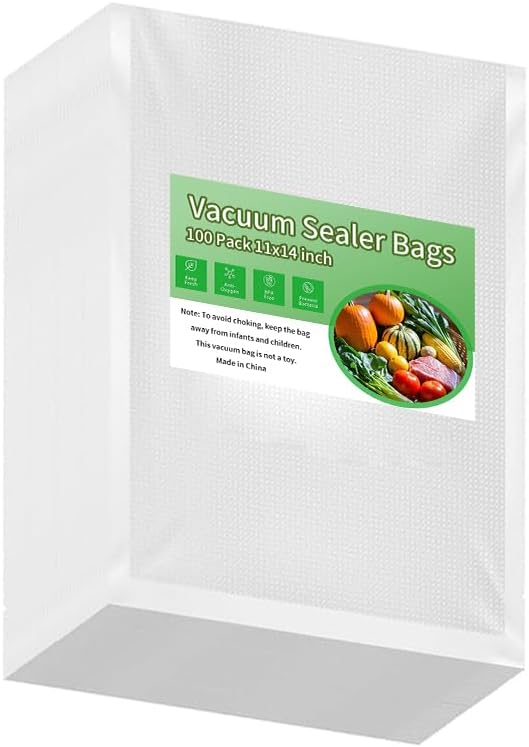 Premium Vacuum Sealer Bags 100 Quart 11" x 14", Pre-cut food saver bags, BPA Free & Heavy Duty Vacuum Freezer Bags. Commercial Grade, Sous Vide, Seal a Meal by Unknown