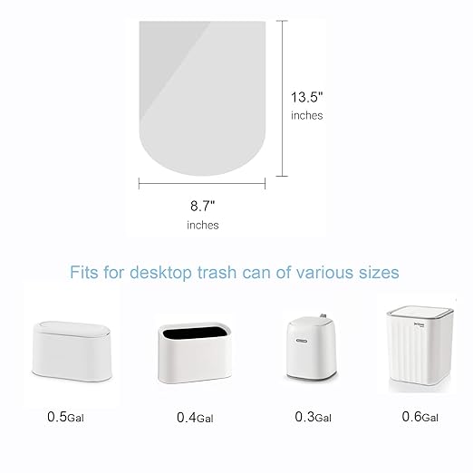 SUBEKYU Mini Trash Bags for Mini Trash Can,7 Rolls White Trash Bags for Desktop Wastebasket of Various Sizes,105 Count Total