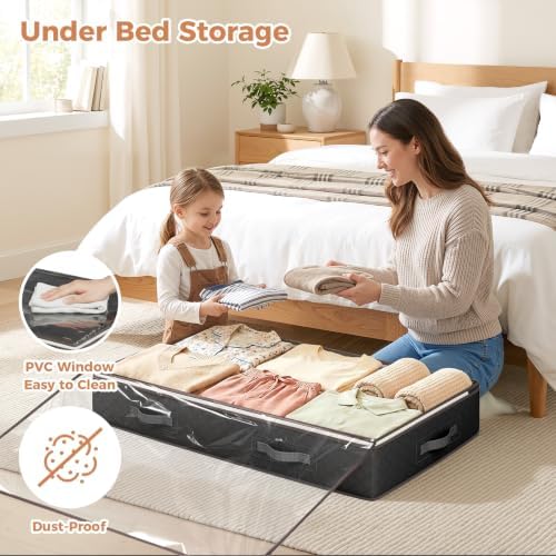 Budding Joy 95L Under Bed Storage Containers, 6 Pack Clothes Storage Bins - Image 2