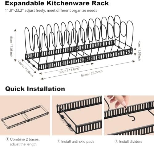 Housolution Pot and Pan Lid Organizer Holder Storage Rack, Black - Image 5