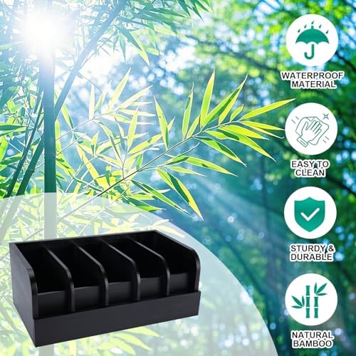 GTI Belt Organizer, 5 Compartments Belt Organizer for Closet and Drawer, Bamboo Display Case for Tie and Belt, Belt Storage Organizer for Men Women (Black) - Image 2