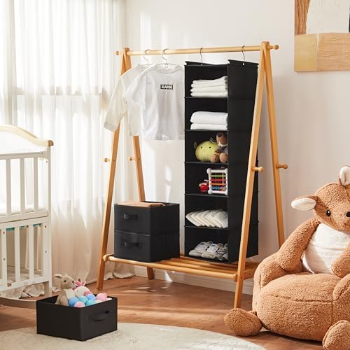 MAX Houser 6 Tier Hanging Closet Organizer with 2 Sturdy Hooks, Black - Image 2