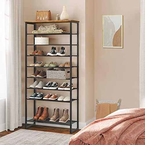HOOBRO 10-Tier Shoe Rack for Entryway, 29.5" L Shoe Storage Organizer, Large Capacity Shoe Shelf for Closet, Front Door Entrance, Hallway, Holds 36-40 Pairs of Shoes, Rustic Brown and Black BF107XJ01 - Image 6