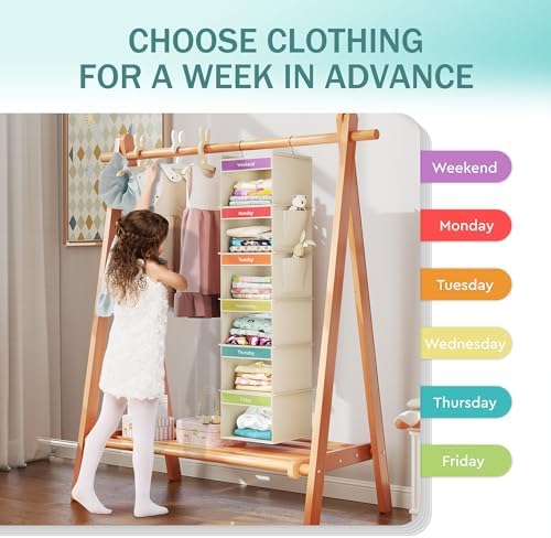 YOUDENOVA Weekly Clothes Organizer for Kids, Hanging Closet Organizer - Image 5