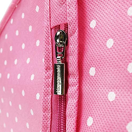 HANGERWORLD Single Pink Polka Dot Breathable Garment Coat Cover Bag-for All Clothes & Dresses-45" (114cm) - Image 4