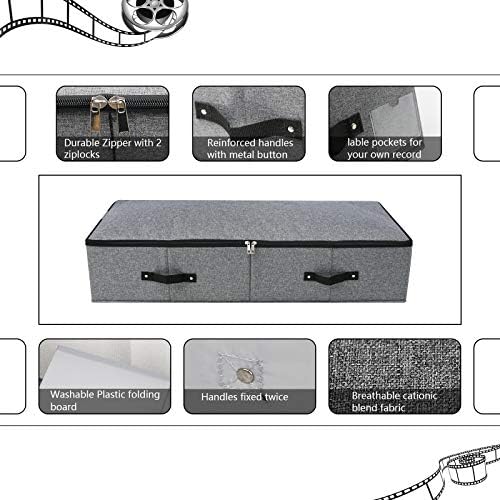 Under Bed Storage Bins with Lids, Closet Organizers, Foldable Under-bed Storage Baskets for Sheets, Clothes, Quilts, Sweaters, Wrapping Paper, 35x16.5x7inch, Black Gray, 1PCS - Image 5