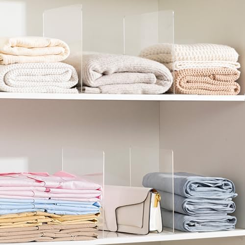 HBlife Acrylic Shelf Dividers for Closet Organization, 12 Pack Clear Sturdy Separate Closet Dividers for Shelves, Adjustable Purse Organizer for Sweater, Shirts, Handbags, Books in Bedroom and Kitchen - Image 5